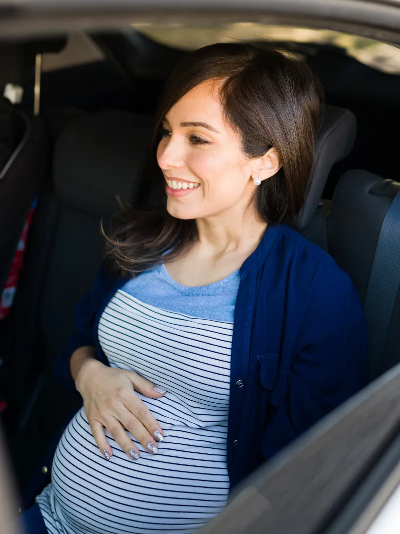 Expectant mother smiling
