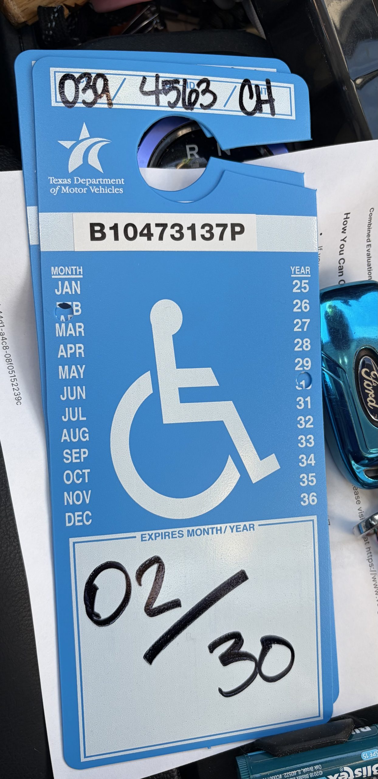 Christy H. – Texas with their disability parking placard