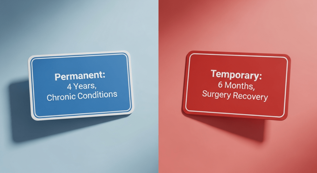 temporary vs permanent handicap placards